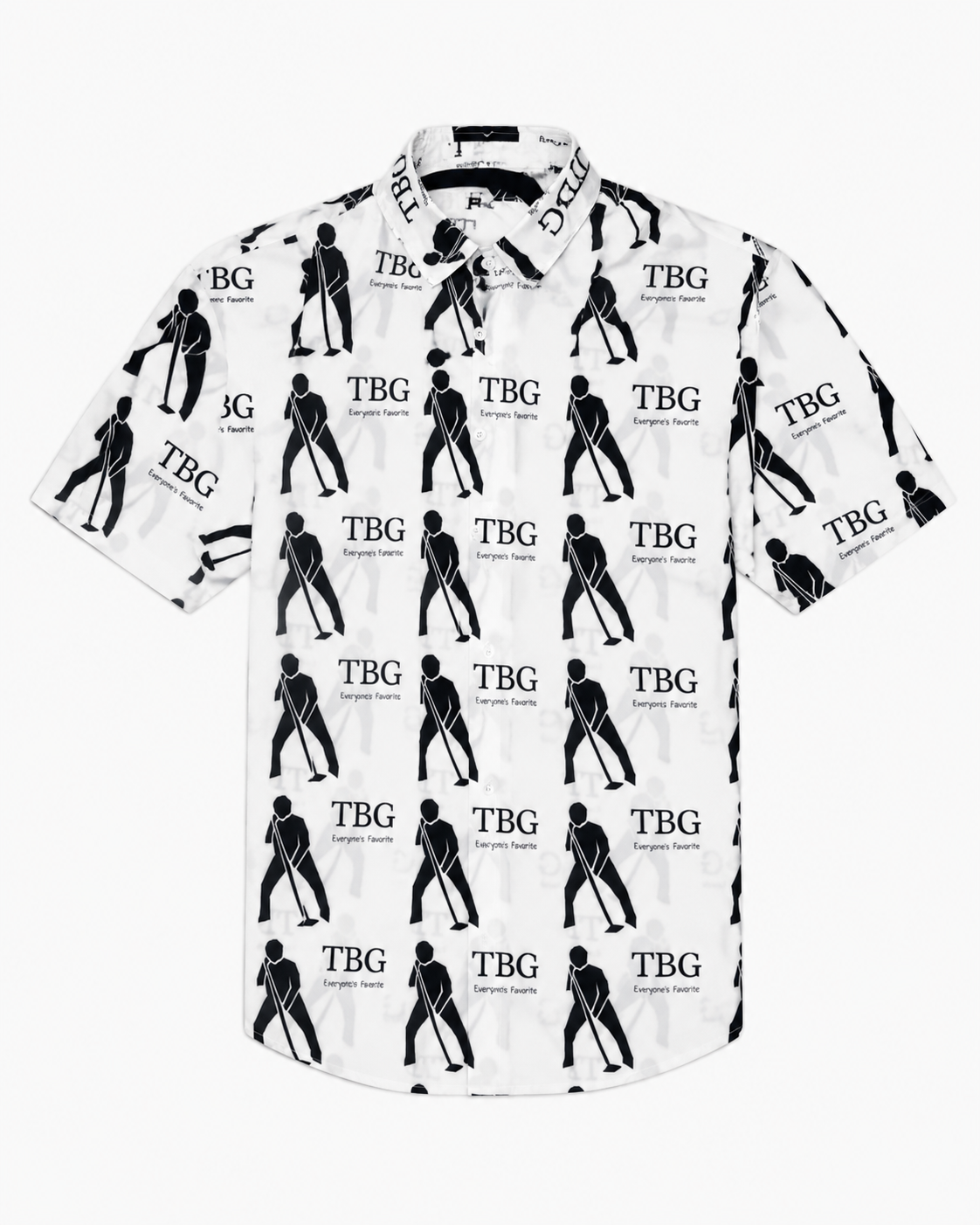 TBG White All-Over Print Button-Up Shirt