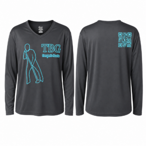 TBG Charcoal Gray Long Sleeve Performance Shirt (Teal Print)
