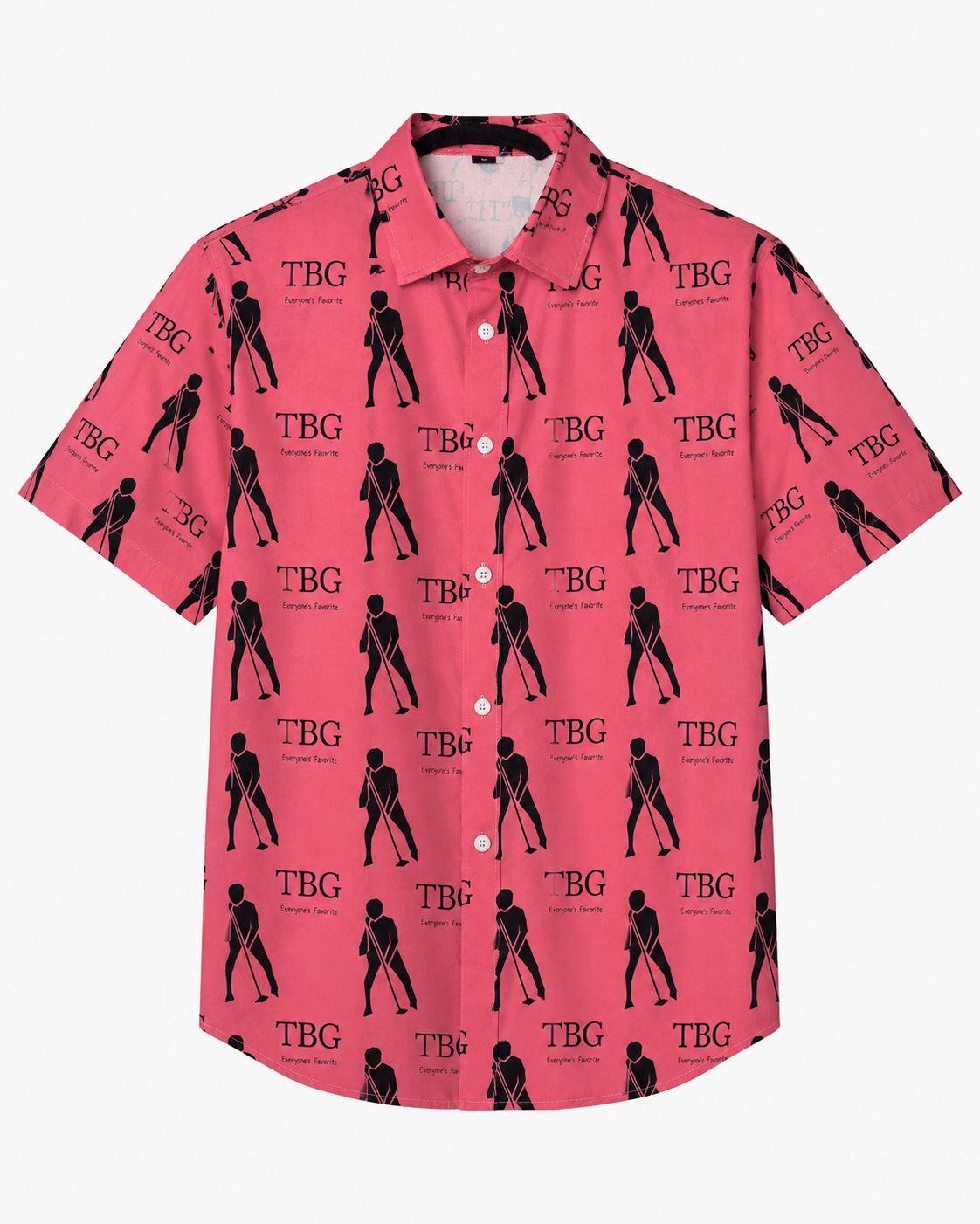 TBG Pink All-Over Print Button-Up Shirt