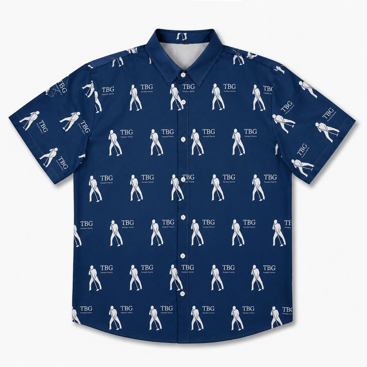 TBG Navy Blue All-Over Print Button-Up Shirt